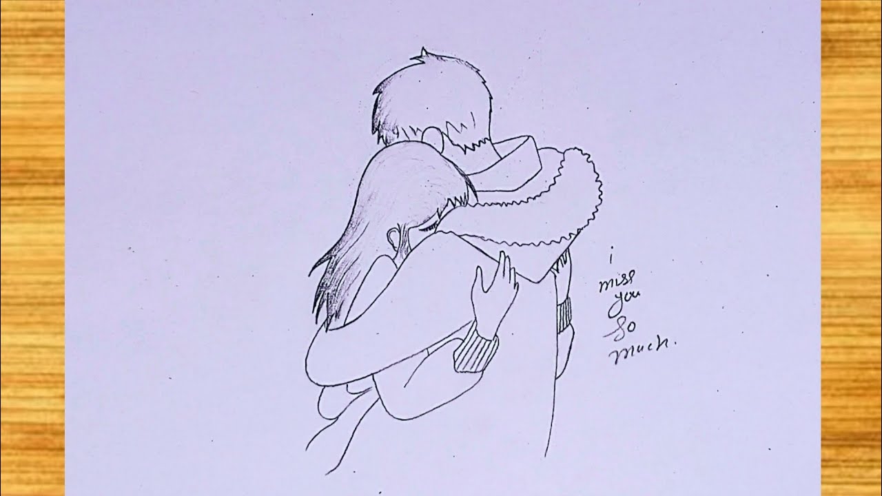 I Miss You So Much ❤️ Easy Couple Hug Drawing Step by Step | Pencil Sketch Tutorial