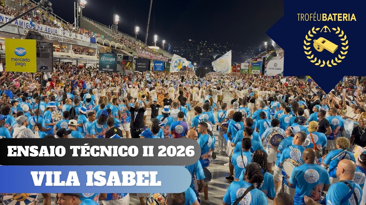 Bateria da Vila Isabel no segundo ensaio técnico para o carnaval 2026