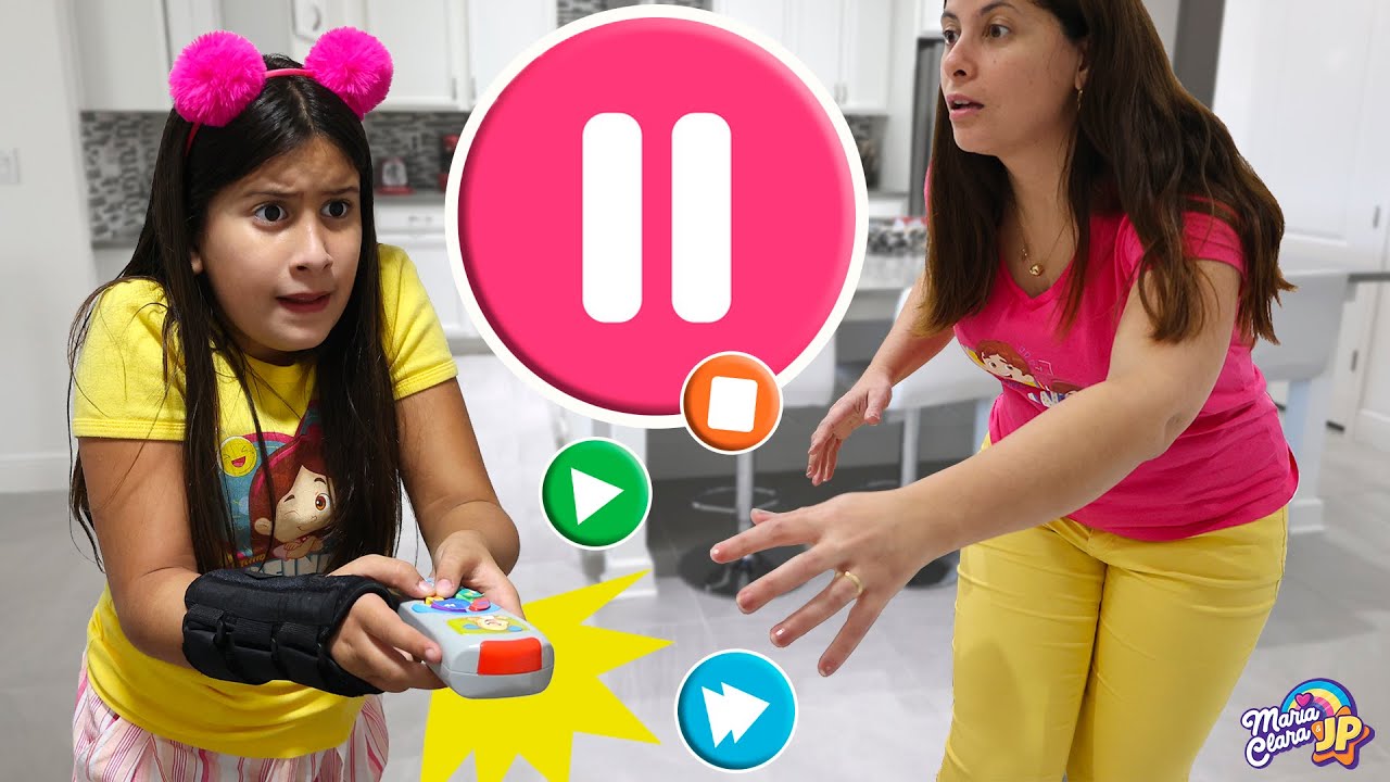 Maria Clara e JP em uma história engraçada do controle remoto mágico! Pause challenge