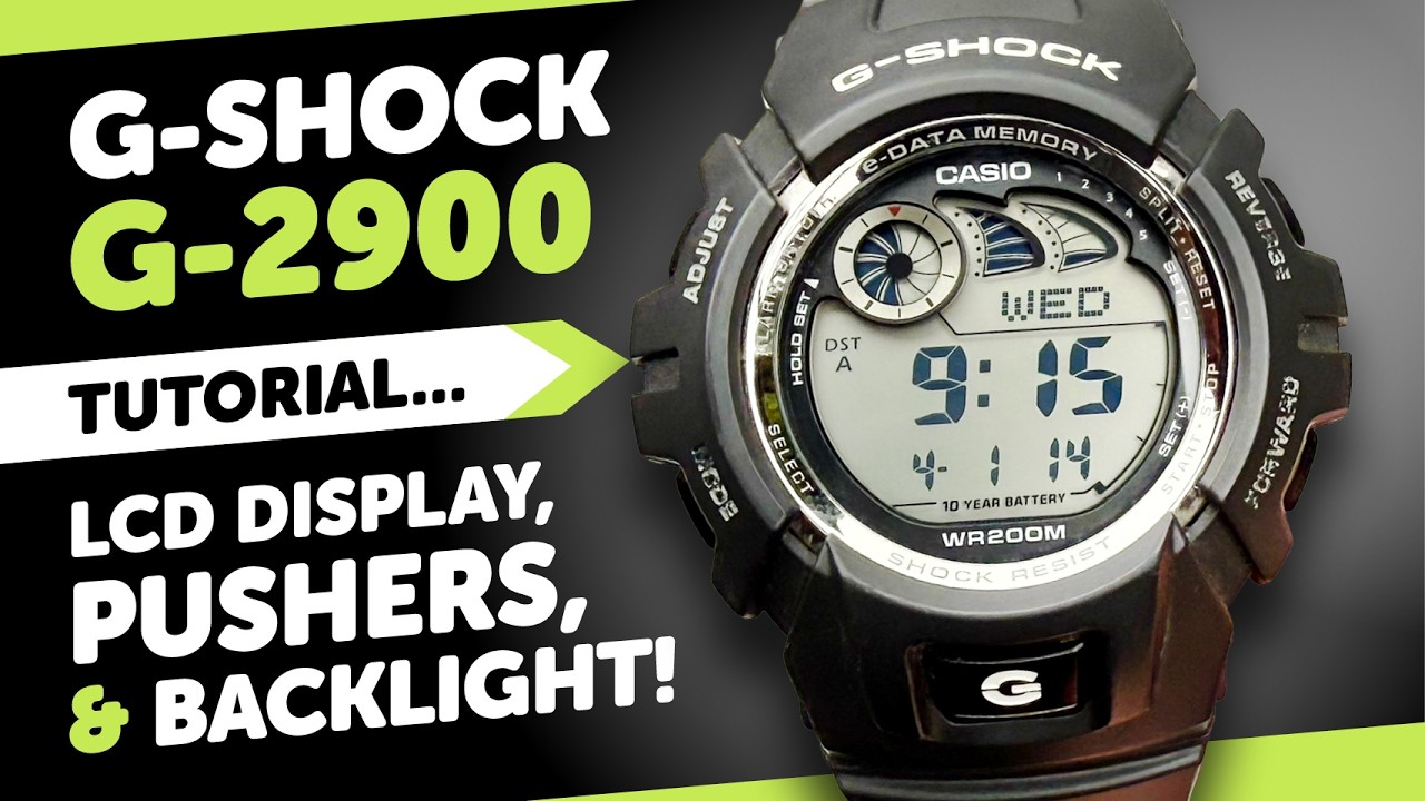 #CASIO G-SHOCK G-2900 - Explaining the LCD Display, BUTTONS OPERATION and BACKLIGHT