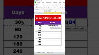 Convert Days to Months in Excel | Simple Formula#excel #shorts