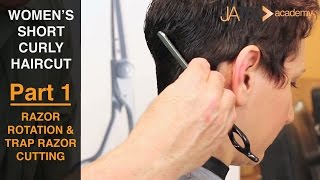 Part 1 - Women's Curly Short Haircut - Razor Rotation & Trap Razor Cutting screenshot 4