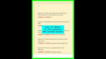 Chem 101 Midterm Ivy Tech Questions With Complete Solutions video
