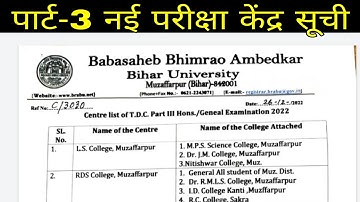 brabu news part 3 centre list 2022,ba b.sc b.com part 3 centre list 2019-22,brabu university news