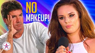 When Simon Cowell Makes a 17-Year-Old Girl Take Her Makeup Off and Come Back!