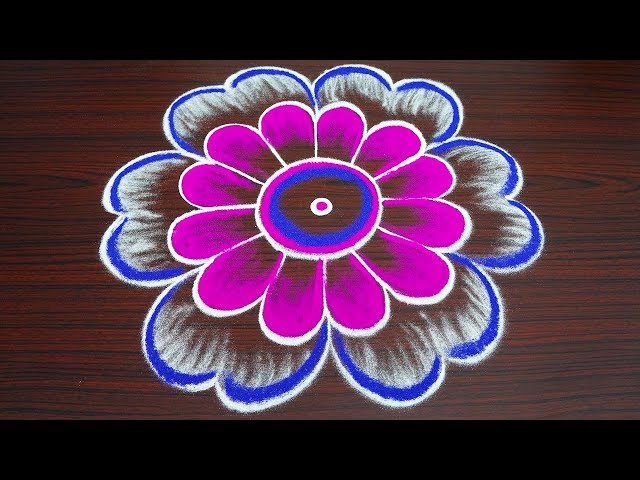 Beautiful simple freehand rangoli for thaipusam 2019 - colour