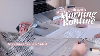 my 5AM PRODUCTIVE MORNING ROUTINE 2022 🍳 FIRST DAY of college study vlog (new semester)