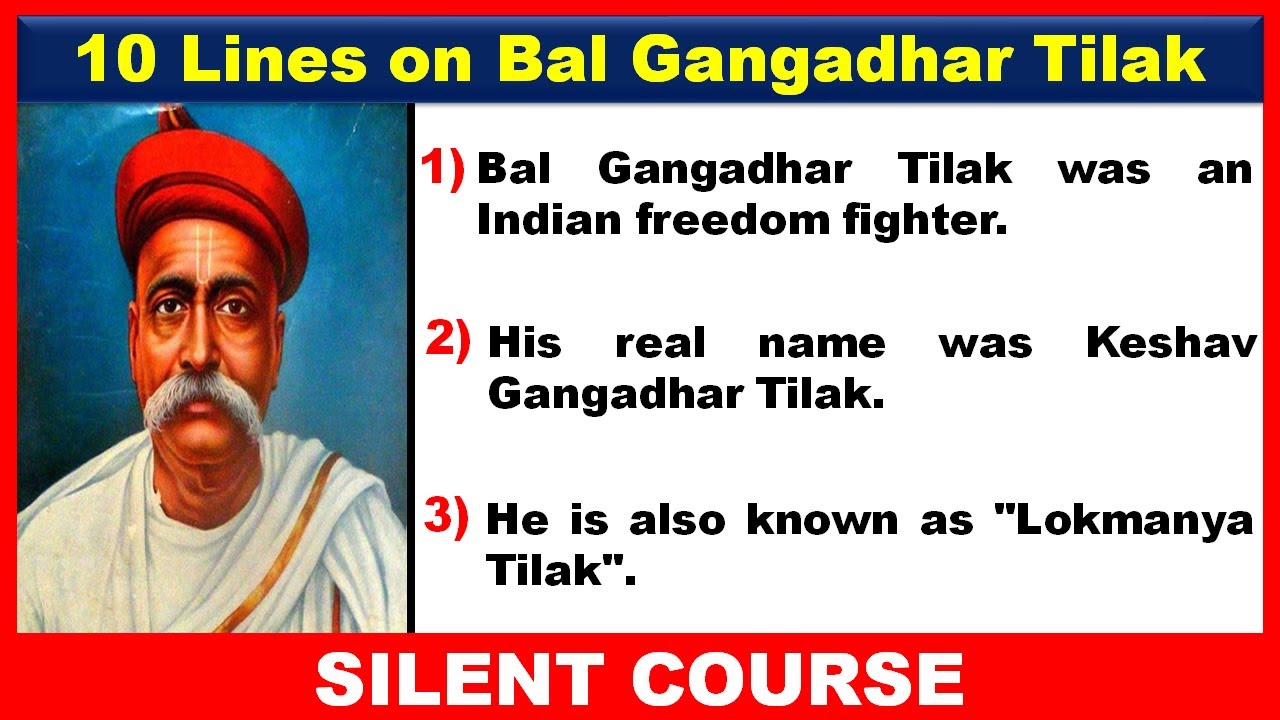 10 Lines on Bal Gangadhar Tilak In English | Few Lines on Bal ...