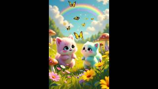 Funny Pink cat&amp; Green Cat | Kids Cartoon Story |Friendship &amp; Fun 😸💗💚 #shorts#cat #cartoon #ytshorts