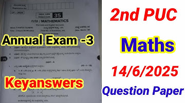 2nd PUC Maths Keyanswers of Exam 3 2025 kseab karnataka board