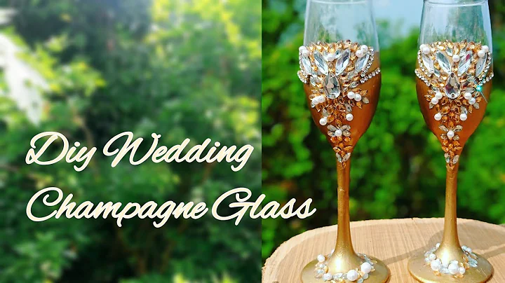 DIY wedding champagne glass decorate  ll Flute glass decor ll