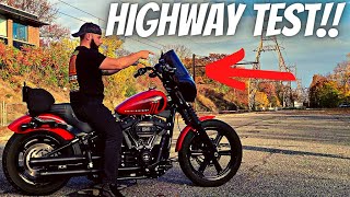 Memphis Shades Road Warrior Highway Test and Review for Harley Softail Street Bob!! screenshot 4