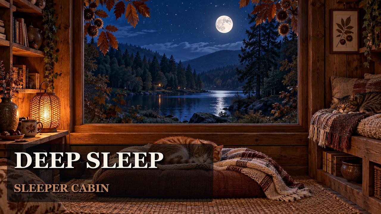 Chestnut Lantern Sleeper Cabin Sleep Music | 1 Hour Cozy Night Ambience ...