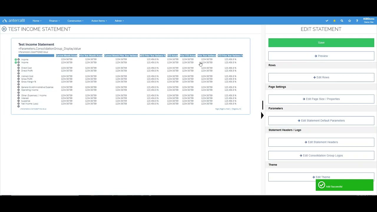 ASB Statement Creation From Existing Row Design - YouTube