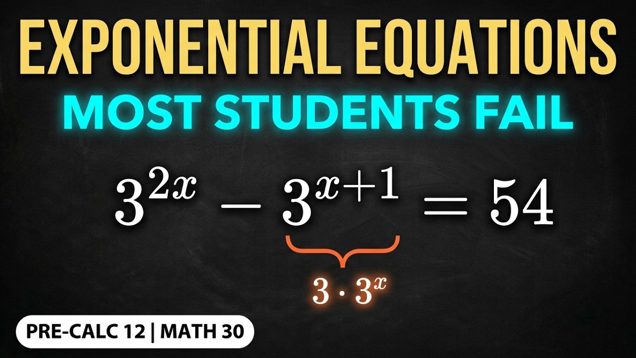 Excel Exponential Function Formul Hard Exponential Equations MOST STUDENTS CAN'T DO | Pre-Calc 12, MATH ...