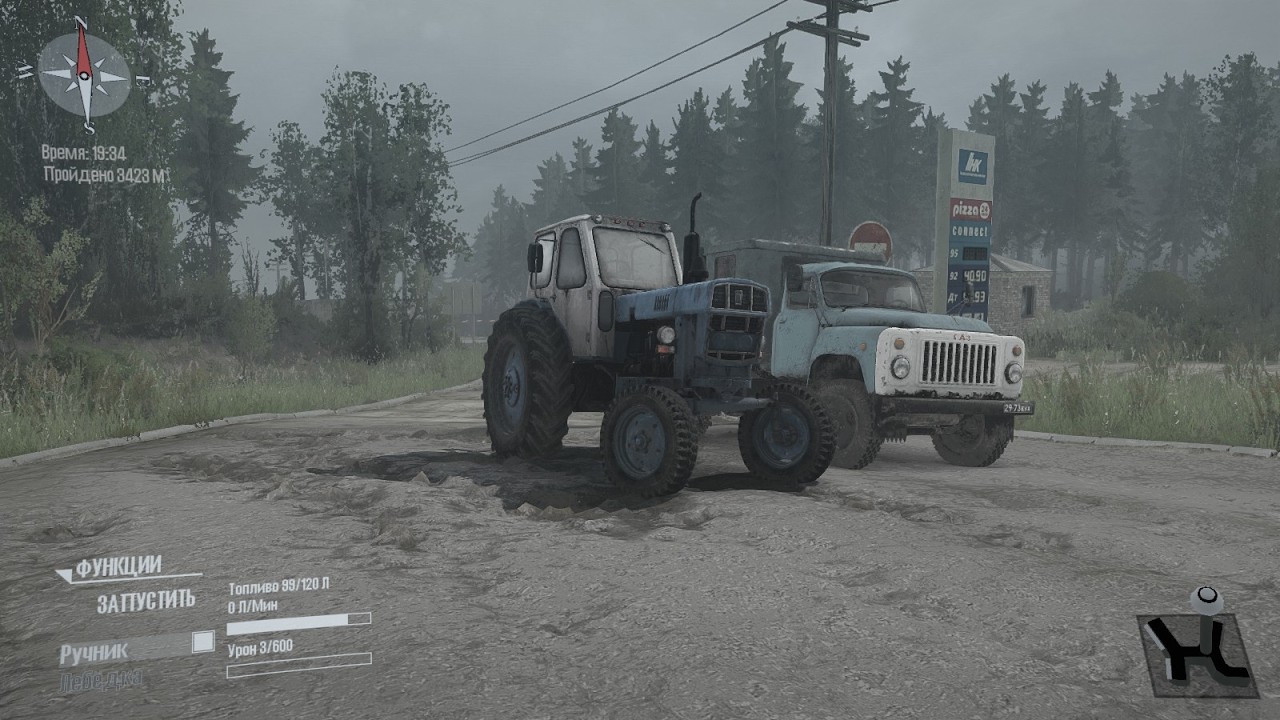 ЮМЗ 6А и ГАЗ 53. Spintires Mud Runner