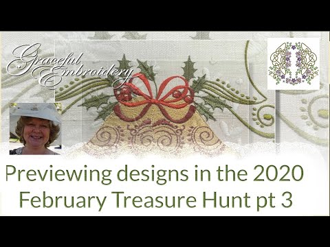 Previewing more machine embroidery designs in the 2020 Treasure Hunt at Graceful Embroidery pt 3