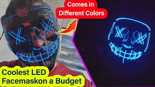 Halloween Costume LED Facemask - Halloween Purge Mask, LED Light Scary Mask for Halloween