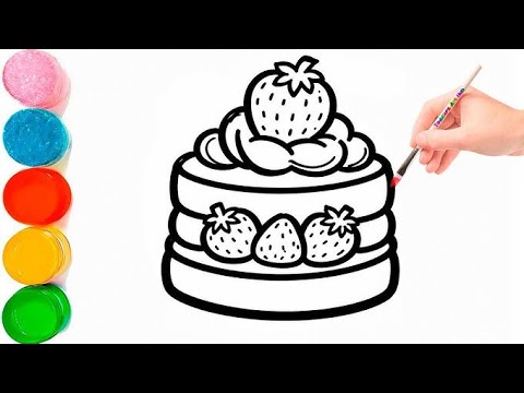 How to draw a cute Cake 🎂 Drawing for kids and toddlers 