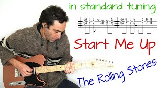 Rolling Stones - Start Me Up (in standard tuning) - Guitar lesson / tutorial / cover with tab