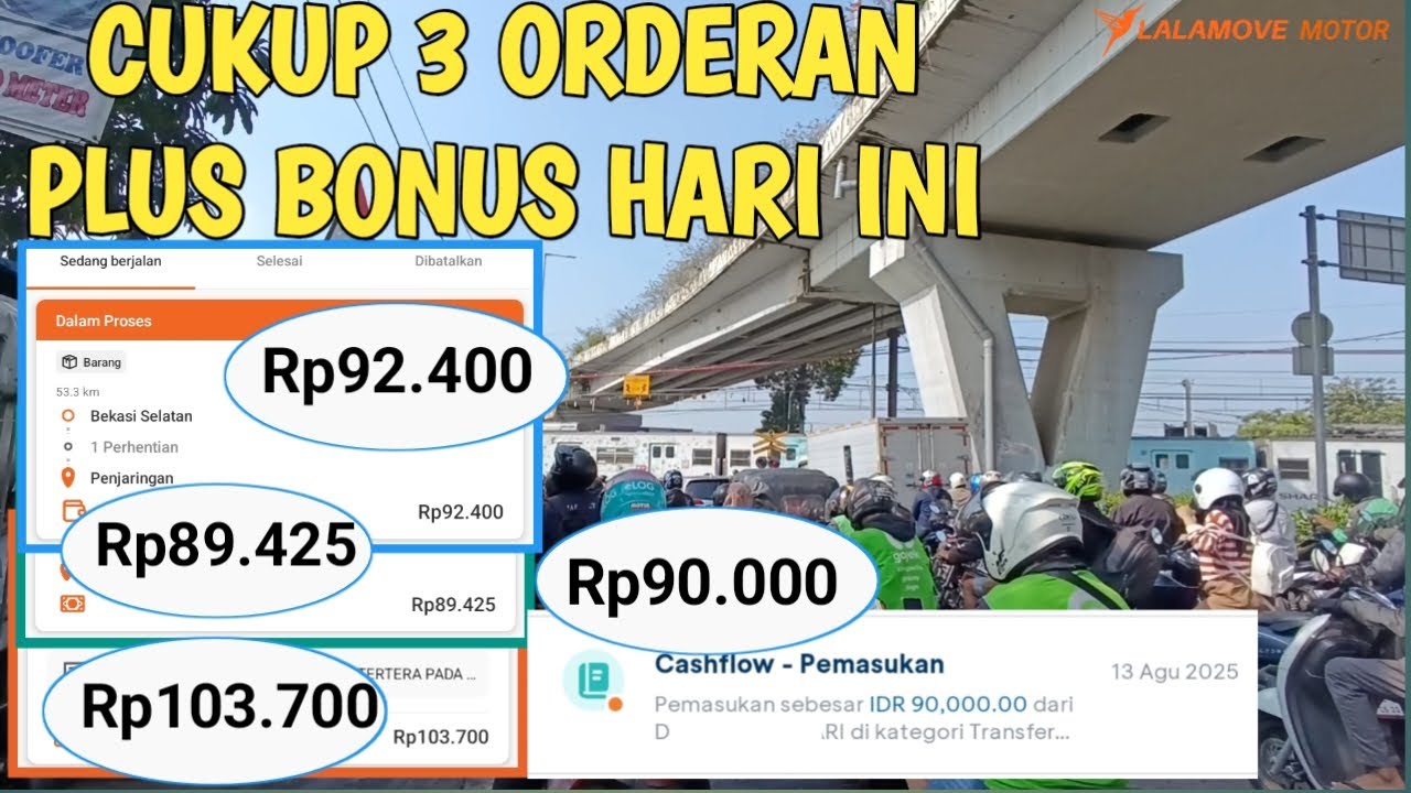 CUKUP 3 ORDERAN PLUS BONUS HARI INI DRIVER LALAMOVE MOTOR | ABANG LALA