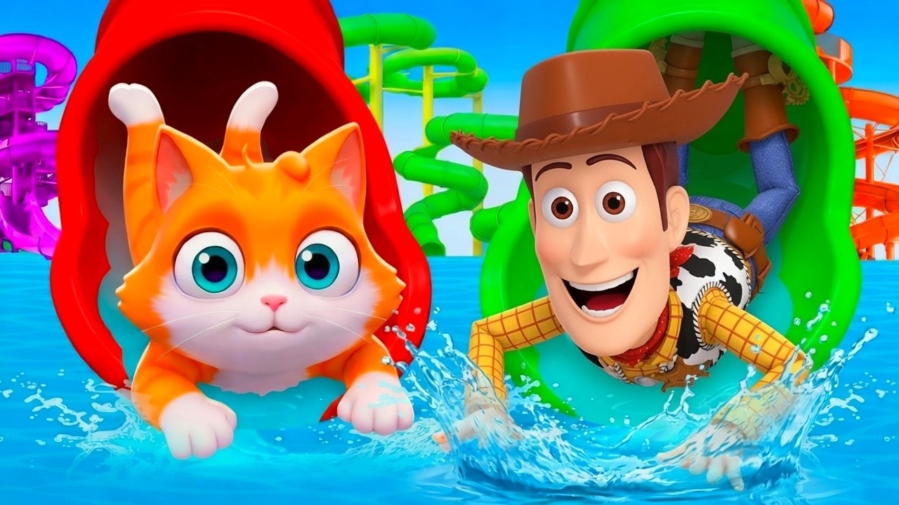 ¡El Gato y WOODY Van al PARQUE ACUÁTICO! (Toy Story)