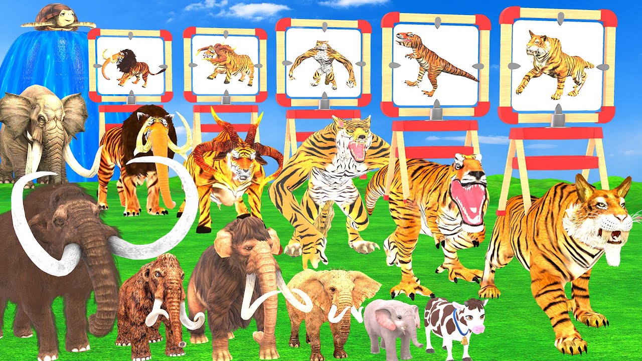 choose the right image tiger wolf mammoth elephant drawing 5 time challenge paint animals crossing