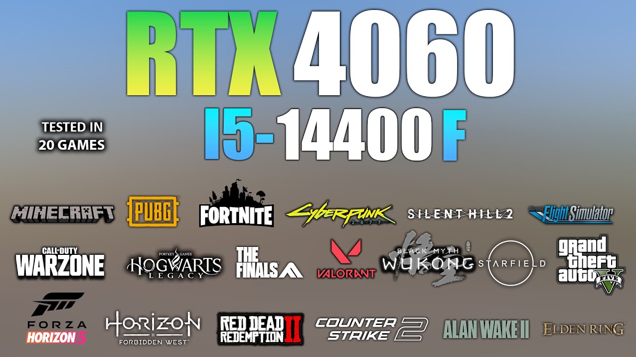 グラフィックボード・グラボ・ビデオカード GEFORCE RTX 4060 & Intel Core i5-14400F RTX 4060 + I5 14400F : Test in 20 Games - RTX 4060 Gaming - YouTube