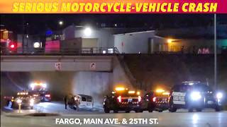 Serious Motorcycle-Vehicle Crash In Fargo Tuesday Night