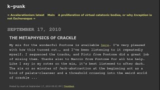 k-punk (Mark Fisher) - the metaphysics of crackle