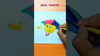 rainfull emoji art with umbrella #shorts #umbrella #rain