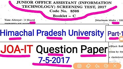 hpu joa it question paper