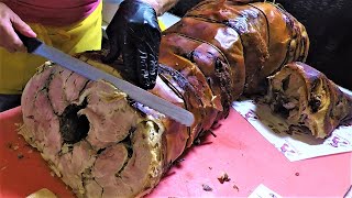 World Street Food in Italy. Smoked Pork, Burgers, Picanha, Roasted Pork, Kurtos, Poffertjies