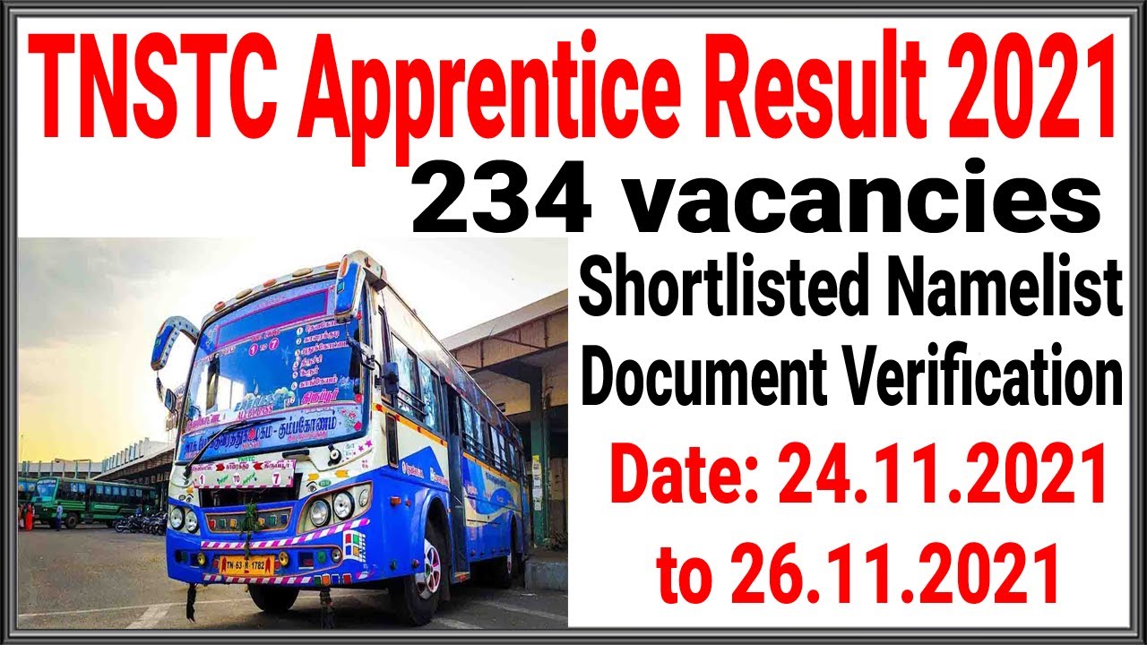 TNSTC Apprentice Result 2021, Check the shortlisted namelist pdf | TN Govt jobs 2022