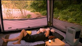 Camping in Heatwave with My Dog . Cool Tent . Spicy Stir-fried Squid . Camping ASMR screenshot 4