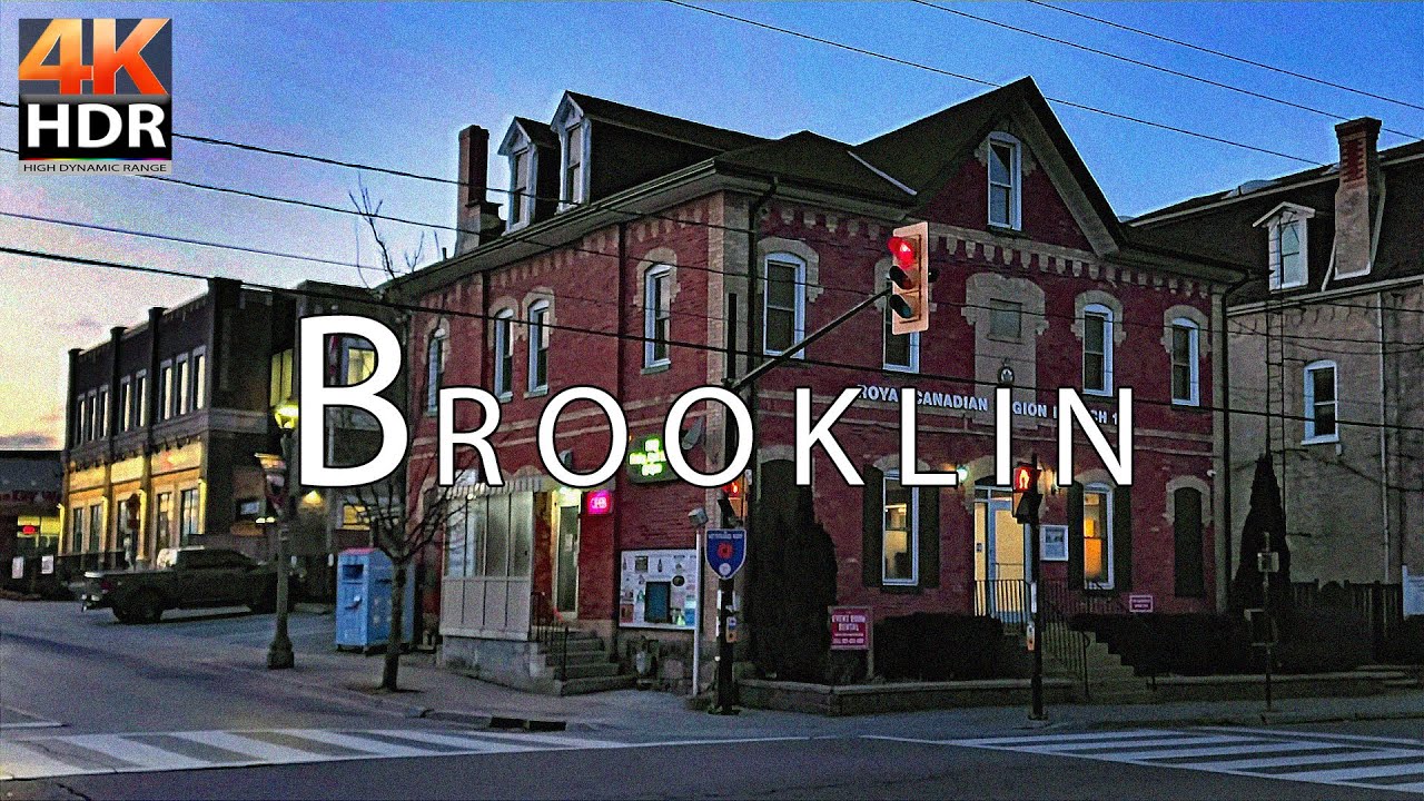 Vibrant Canadian Village Of Brooklin Whitby Ontario- 4K HDR Walking Tour Blue Hour Downtown Brooklin