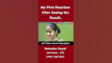 My First Reaction After Seeing the Result | Natasha Goyal | IAS Rank-175 | #shorts