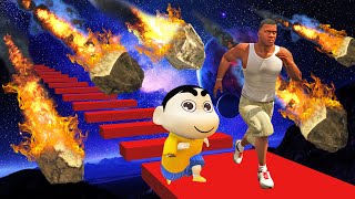 SHINCHAN AND FRANKLIN TRIED THE IMPOSSIBLE METEOR SHOWER CHALLENGE IN GTA 5 screenshot 3