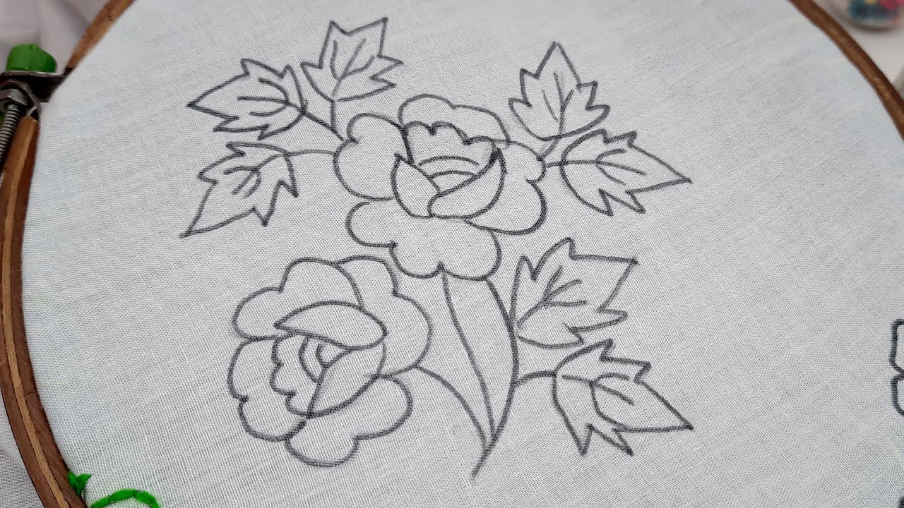 hand embroidery rose flower design with buttonhole stitch