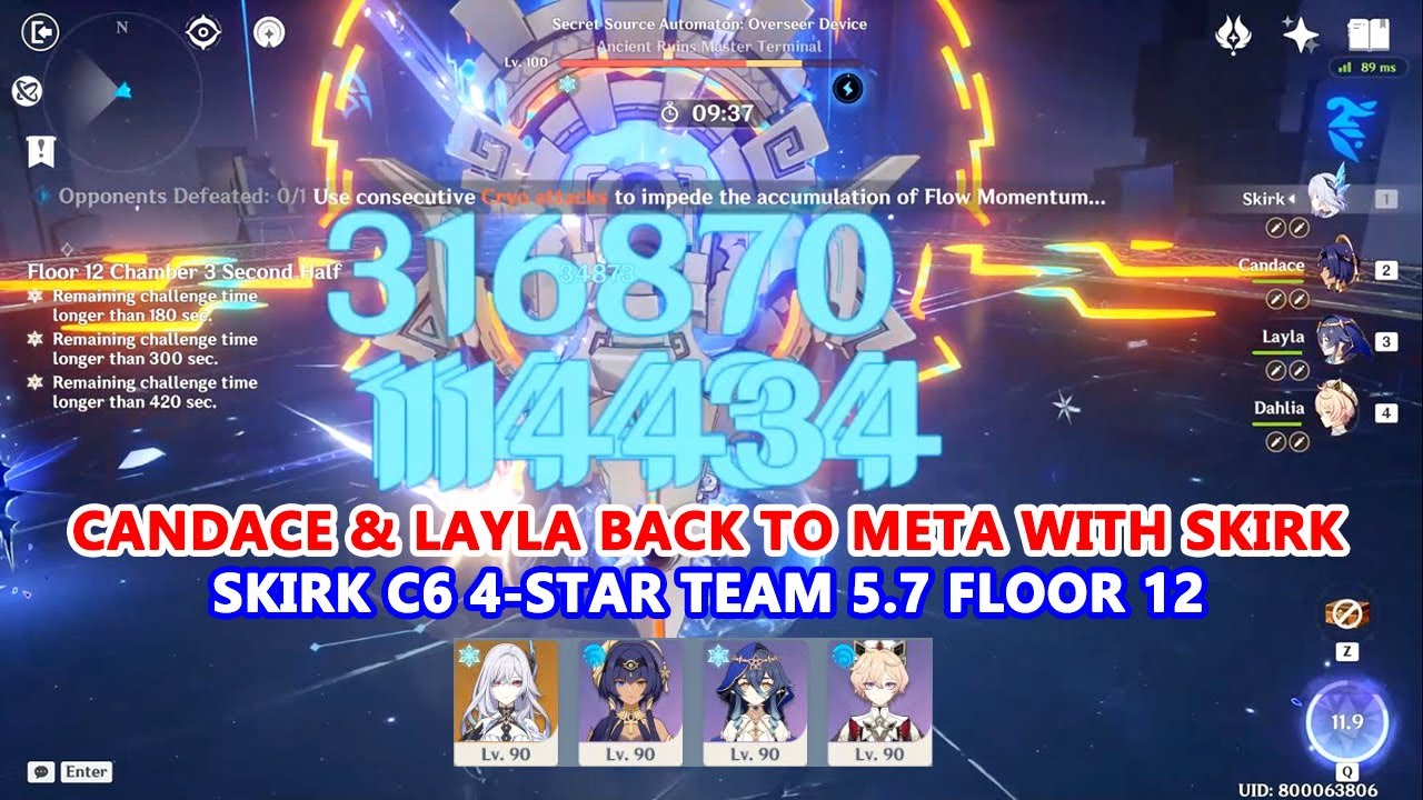 Candace & Layla back to Meta with Skirk | Skirk C6 4-Star Team 5.7 Abyss Floor 12 Showcase