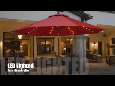 Galtech LED Light Auto Tilt Umbrellas
