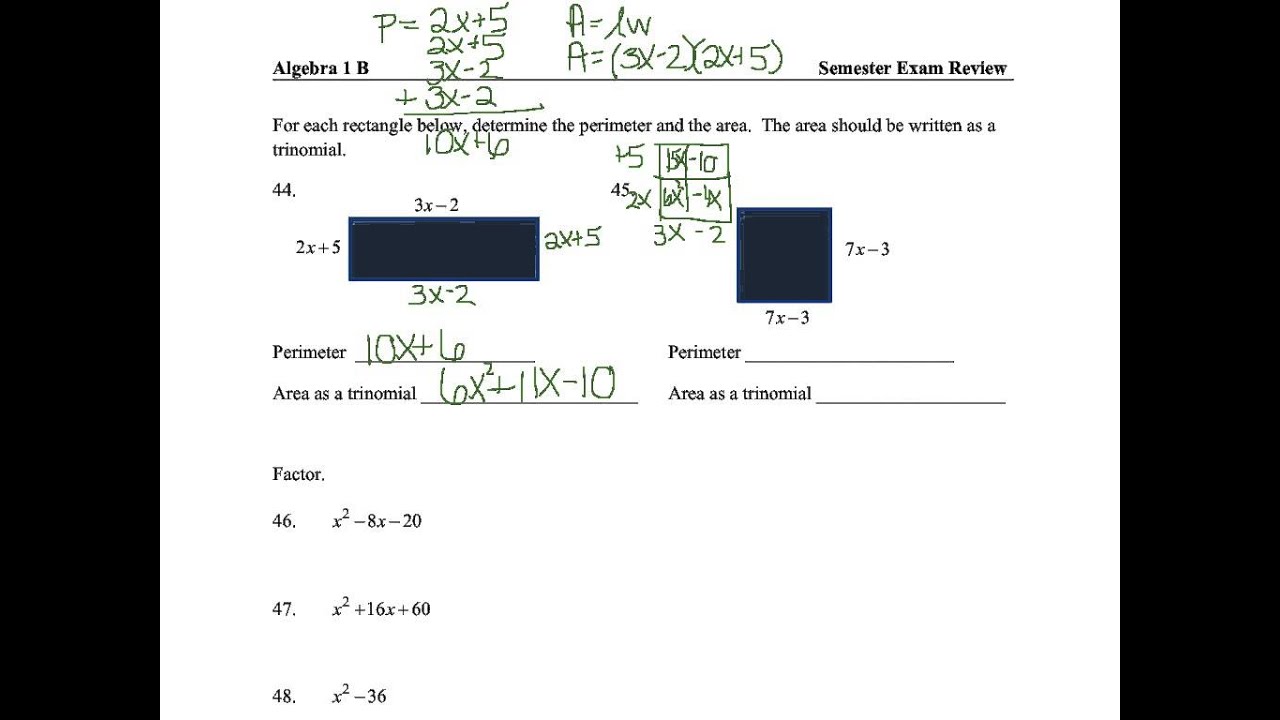 2015 algebra exam review unit 4 topic 2 questions 38 52 youtube