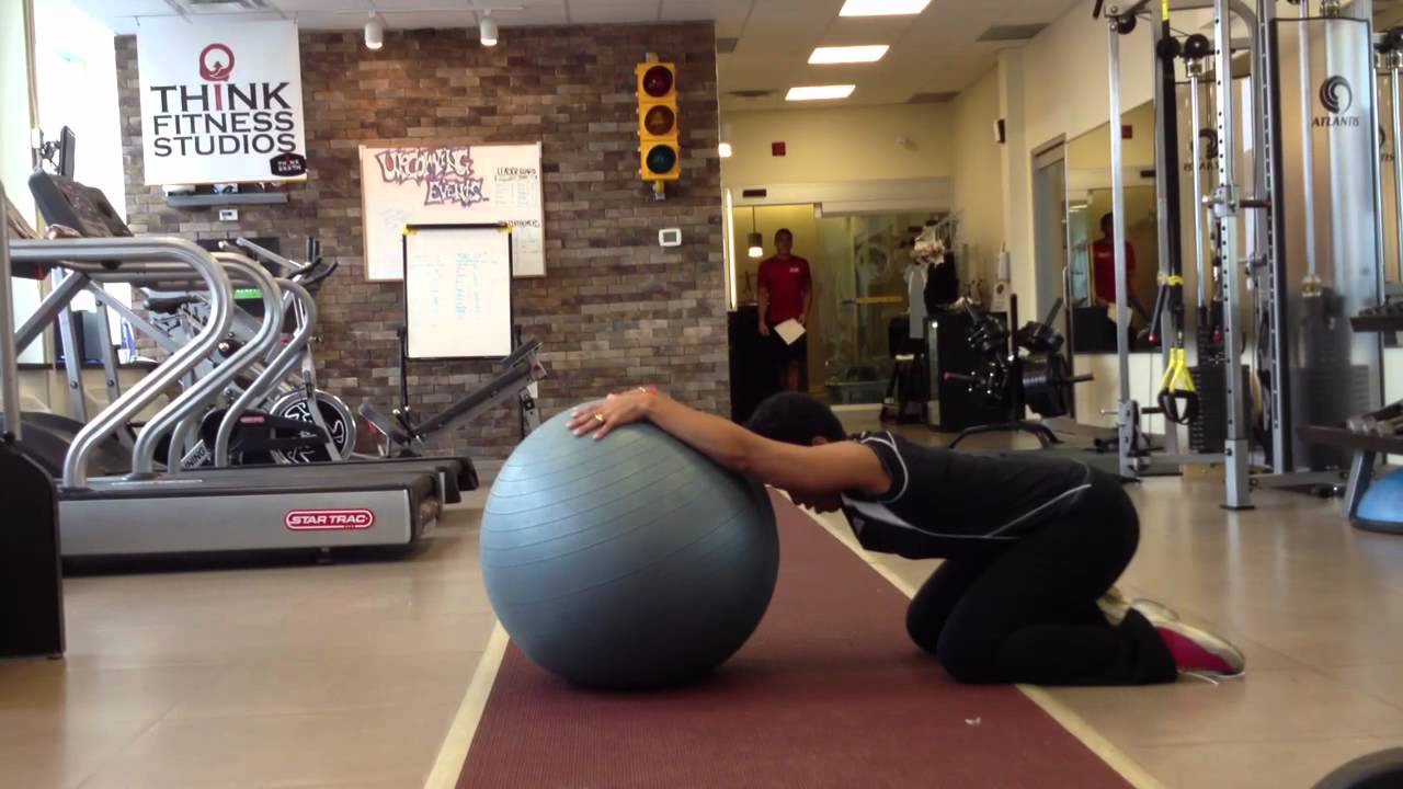 Swiss ball lat stretch YouTube