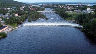 Коптер над рекой Нива в Кандалакше. Видим устье.  Дальше - Белое море!