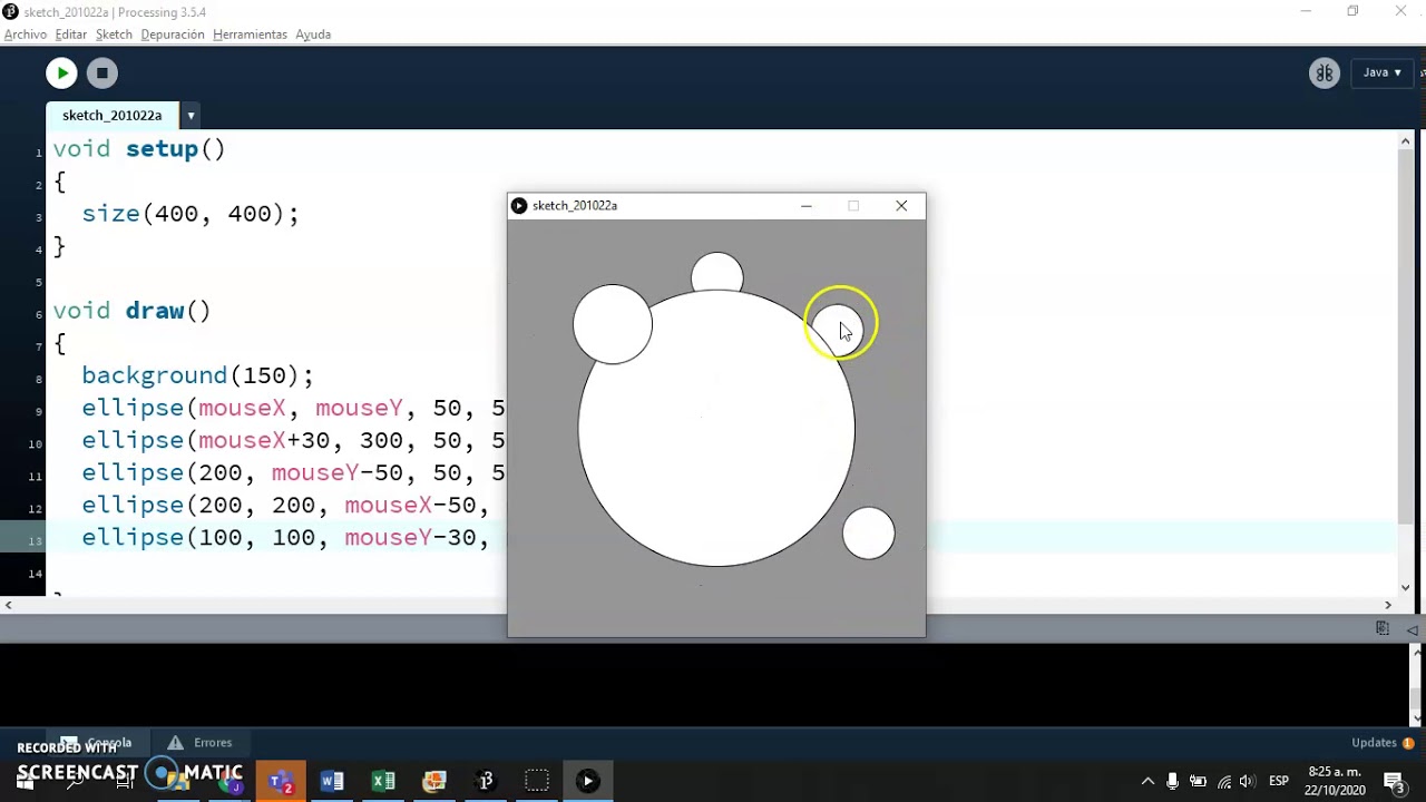 Processing - Movimiento de figuras con respecto al mouse - YouTube