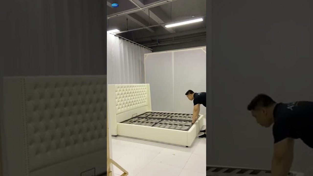 Gas Lift Storage Bed | Modern Velvet Upholstered Bed | LEIZI Furniture