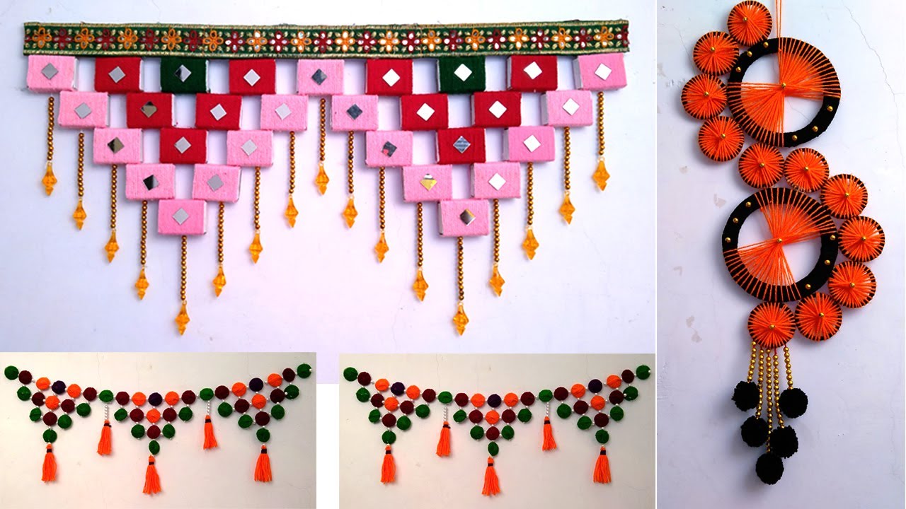 3 EASY DECORATION WALL HANGING CRAFT IDEA TORAN KAISE BANAYE JHALAR KI DESIGN GHAR