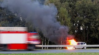 Auto in brand na zeer ernstig ongeval op A1 - Barneveld 09 10 2022