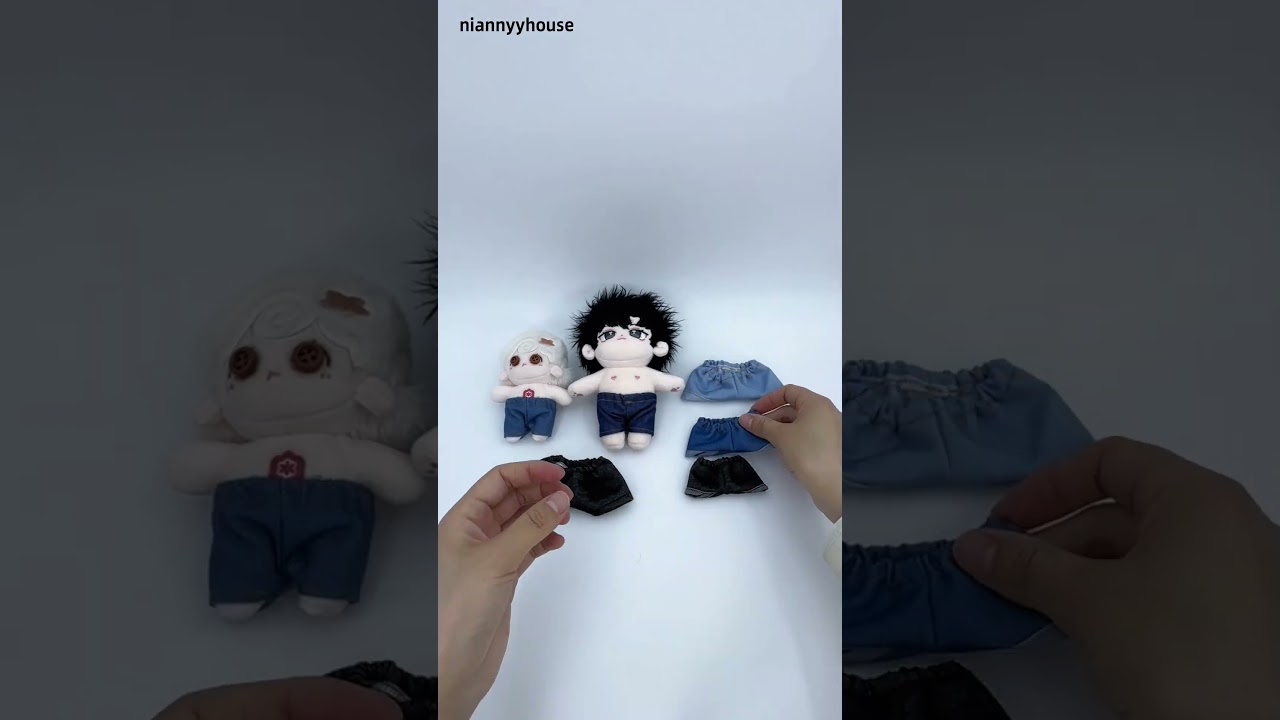 niannyyhouse 10cm 15cm 20cm Plush Doll Clothes Solid Pants Flip Over Jeans