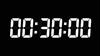 30 Minutes Digital Countdown Timer | Black Background | No Sounds